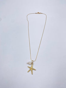 COLLAR cadena chapa de oro estrella de mar con perla