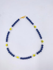 collar happy face blue